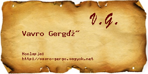 Vavro Gergő névjegykártya